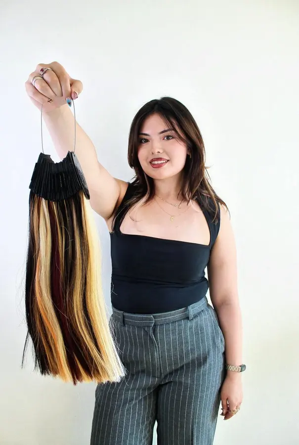 Beauty and hair extension studio portrait